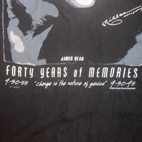 Vintage 90s James Dean Forty Years Of Memories Graphic T-Shirt - Picture 3 of 10